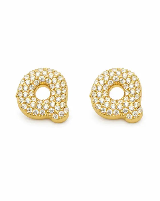 Additional view 16 of Aurelia Pavé Initial Stud Earrings by Zodiglow