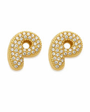 Additional view 17 of Aurelia Pavé Initial Stud Earrings by Zodiglow