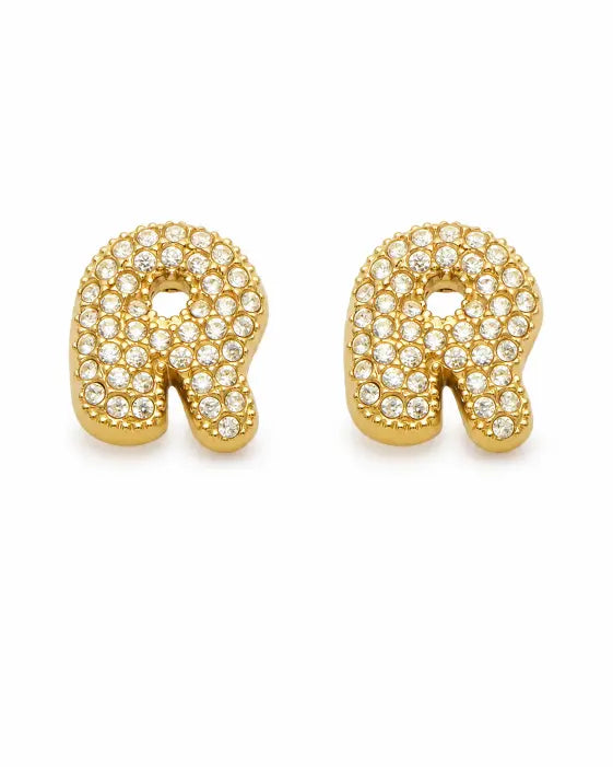 Additional view 18 of Aurelia Pavé Initial Stud Earrings by Zodiglow