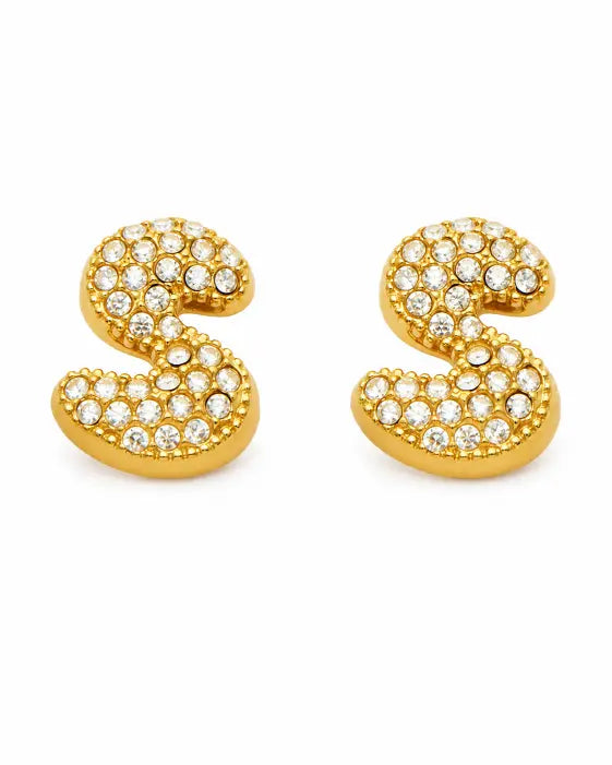 Additional view 19 of Aurelia Pavé Initial Stud Earrings by Zodiglow