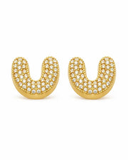 Additional view 21 of Aurelia Pavé Initial Stud Earrings by Zodiglow