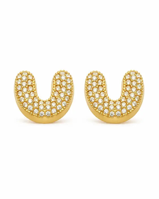 Additional view 21 of Aurelia Pavé Initial Stud Earrings by Zodiglow
