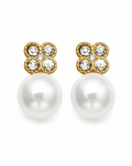Front view of Aurelia Pearl Bloom Zircon Stud Earrings by Zodiglow