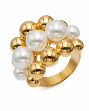 Close-up view of Éclat Pearl Sculptural Ring Collection by Zodiglow