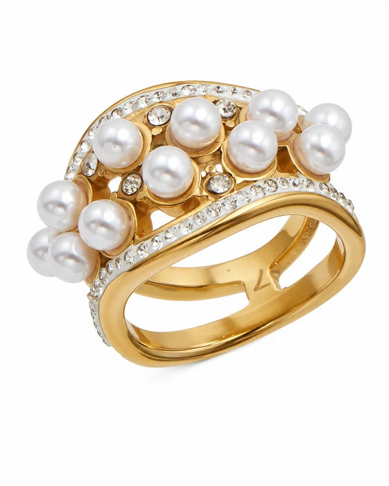 Side view of Éclat Pearl Sculptural Ring Collection by Zodiglow