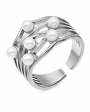 Additional view 9 of Éclat Pearl Sculptural Ring Collection by Zodiglow