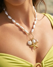 Alternate view of Aurelia Shell Starfish Charm Necklace by Zodiglow