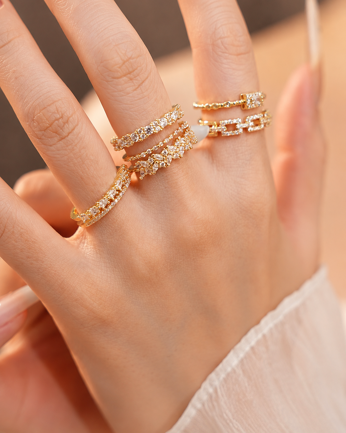 Alternate view of Aurelia Square Ring Set by Zodiglow