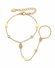 Close-up view of Aurelia Zircon Hand Chain Collection by Zodiglow