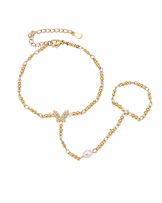 Detail view of Aurelia Zircon Hand Chain Collection by Zodiglow