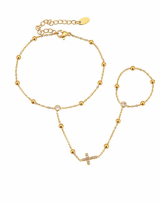 Front view of Aurelia Zircon Hand Chain Collection by Zodiglow