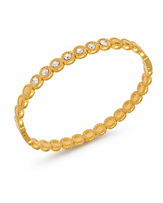 Front view of Aureline Sculpted Zircon Bangle Collection by Zodiglow