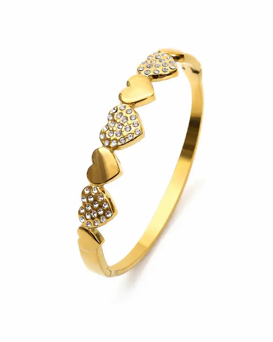 Detail view of Aureline Sculptural Stacking Bangle Collection by Zodiglow