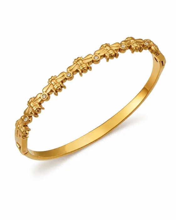 Front view of Aureline Sculptural Stacking Bangle Collection by Zodiglow