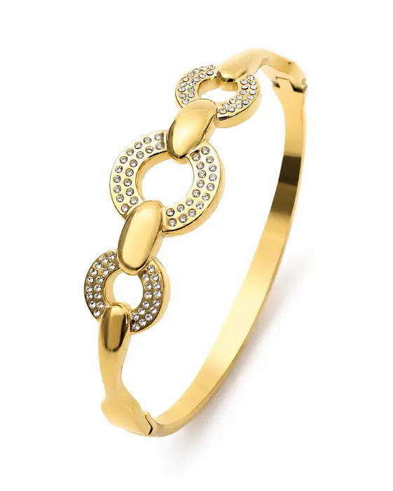 Side view of Aureline Sculptural Stacking Bangle Collection by Zodiglow