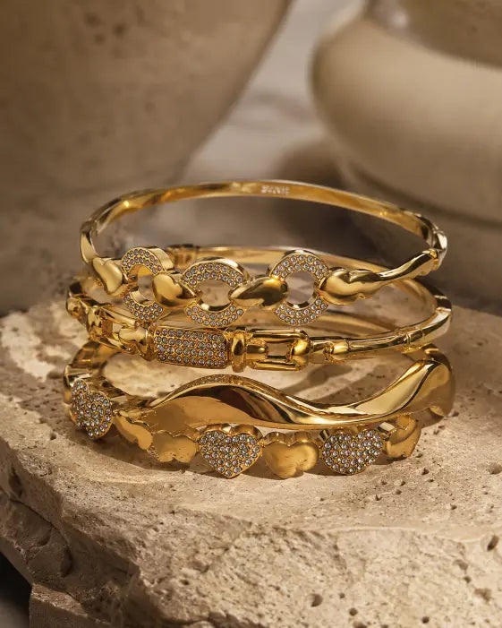 Additional view 7 of Aureline Sculptural Stacking Bangle Collection by Zodiglow