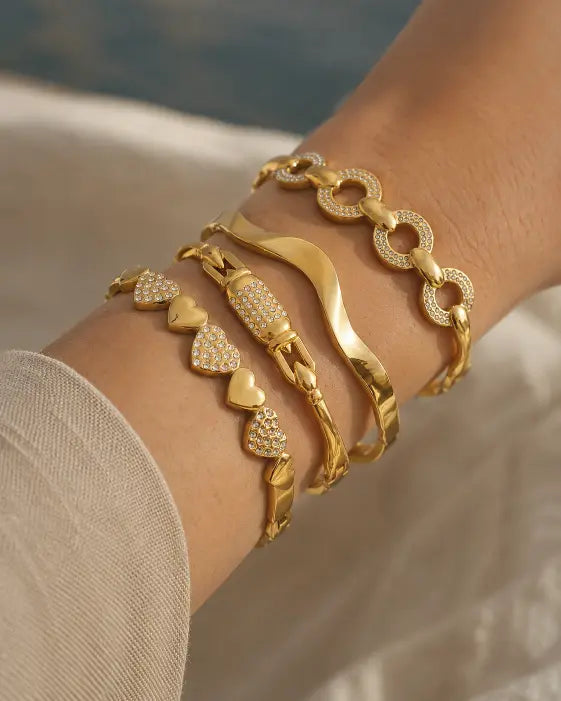 Additional view 8 of Aureline Sculptural Stacking Bangle Collection by Zodiglow