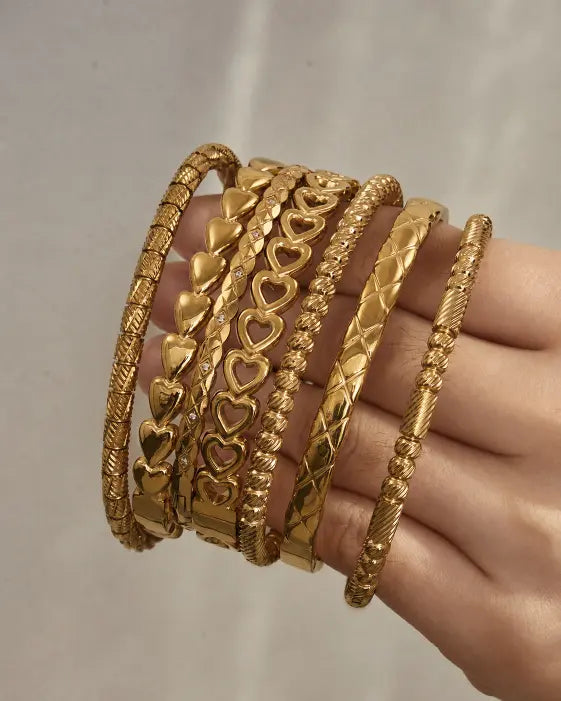 Detail view of Aureline Stackable Bangle Collection by Zodiglow