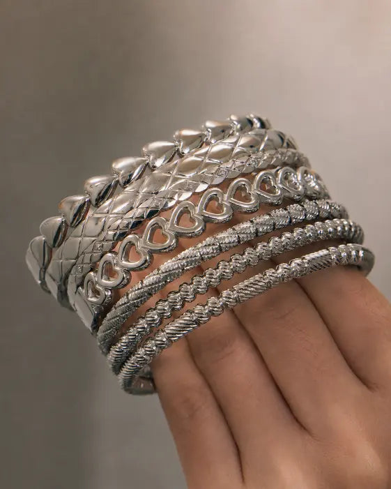 Side view of Aureline Stackable Bangle Collection by Zodiglow