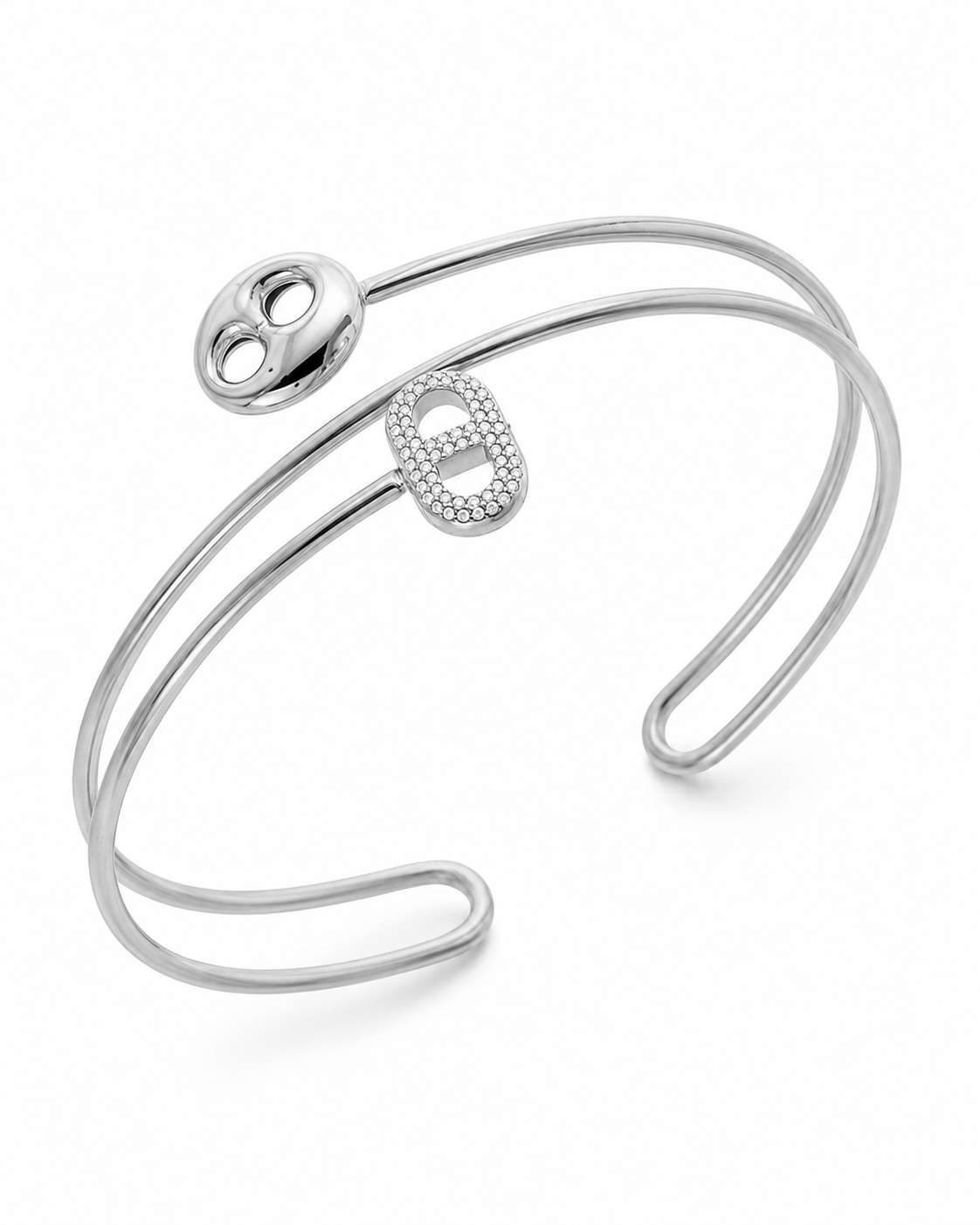 Side view of Aurette Zircon Double-Band Arm Cuff by Zodiglow