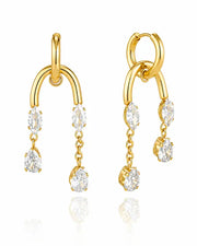 Front view of Aurielle Cascade Drop Hoop Earrings by Zodiglow