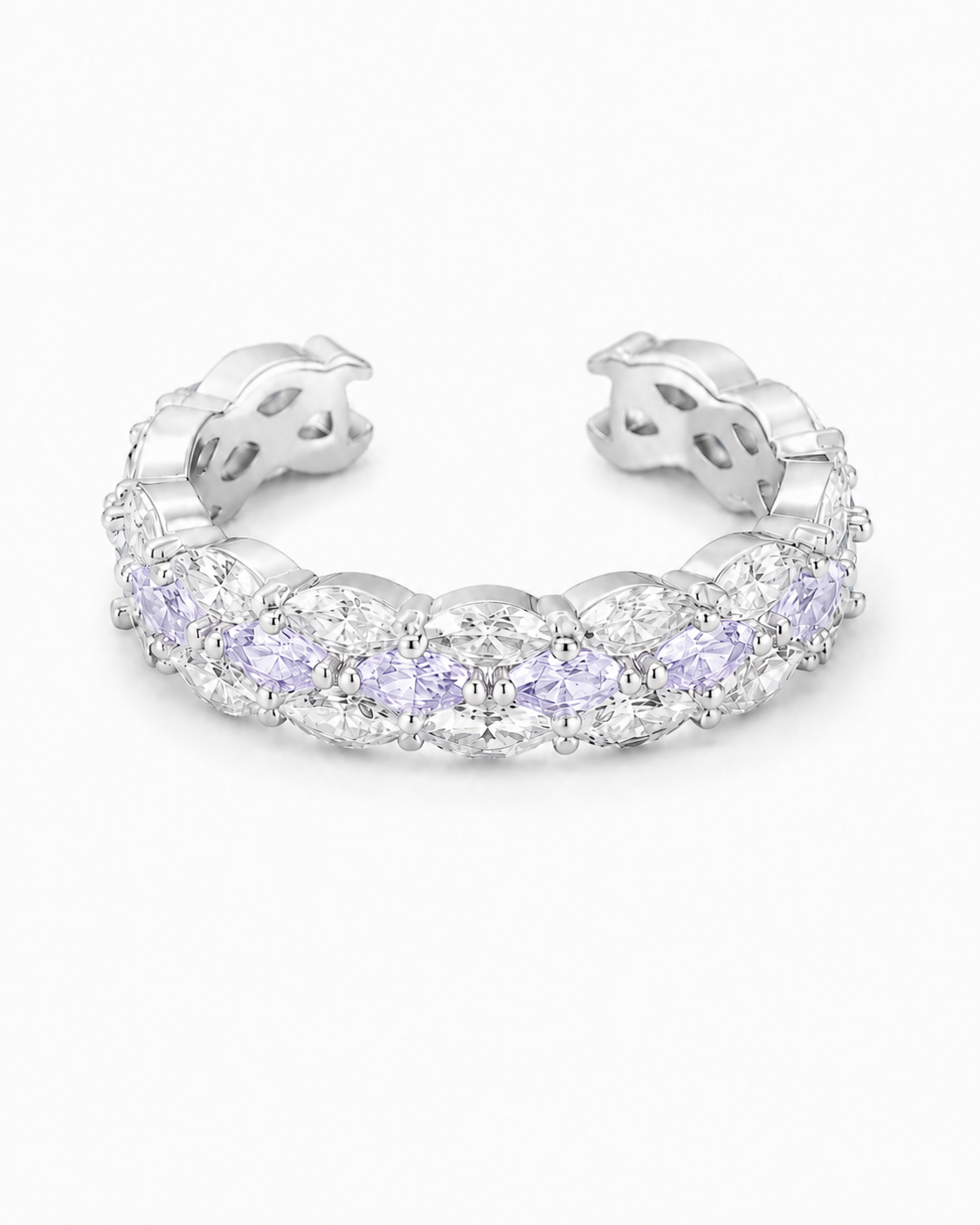 Detail view of Aurora Baguette Open Ring by Zodiglow