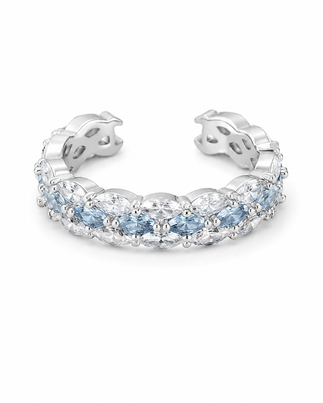 Front view of Aurora Baguette Open Ring by Zodiglow