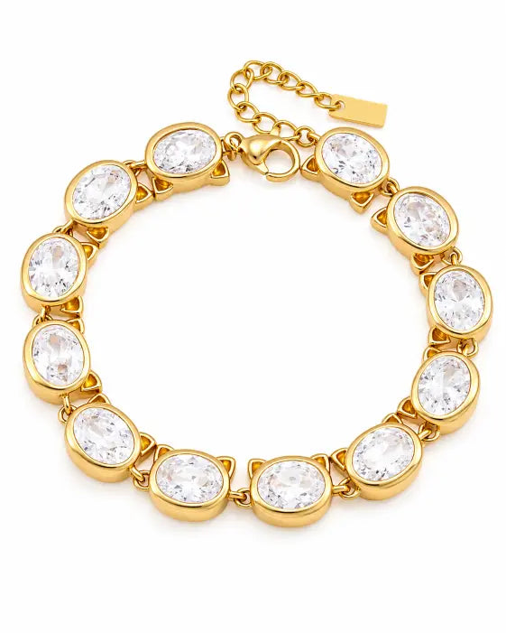 Front view of Aurora Oval Gold Bracelet by Zodiglow