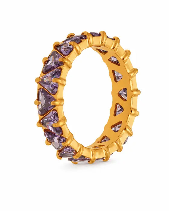 Close-up view of Aurora Prism Crystal Eternity Ring by Zodiglow