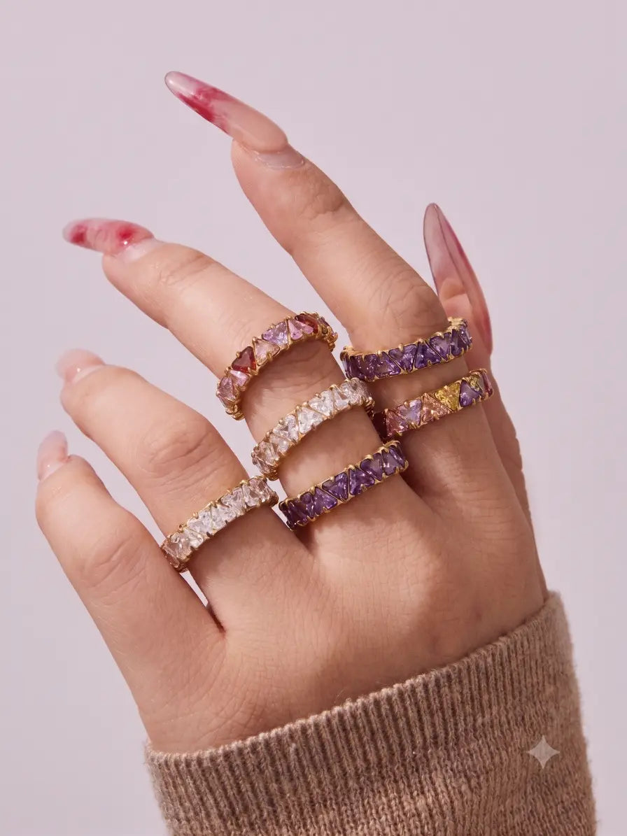 Detail view of Aurora Prism Crystal Eternity Ring by Zodiglow