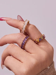 Side view of Aurora Prism Crystal Eternity Ring by Zodiglow