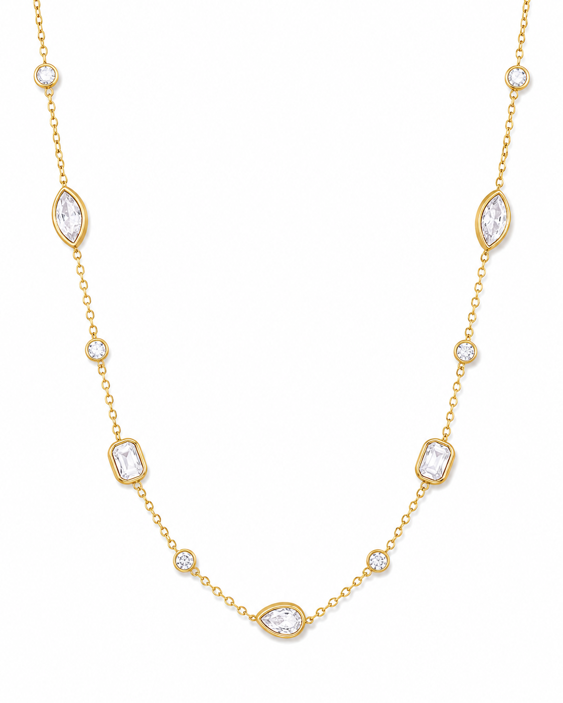 Close-up view of Aurora Zircon Necklace Series by Zodiglow