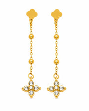 Detail view of Aveline Zircon Clover Drop Earrings by Zodiglow