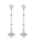 Front view of Aveline Zircon Clover Drop Earrings by Zodiglow