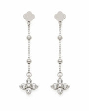 Front view of Aveline Zircon Clover Drop Earrings by Zodiglow