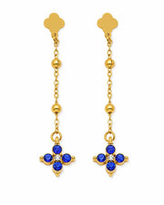 Side view of Aveline Zircon Clover Drop Earrings by Zodiglow
