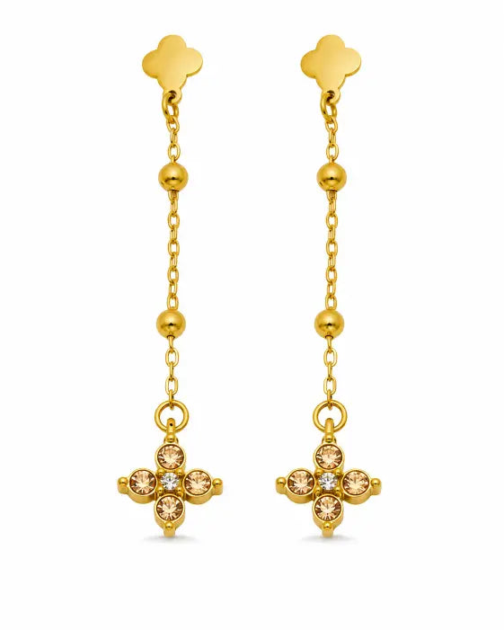 Additional view 7 of Aveline Zircon Clover Drop Earrings by Zodiglow