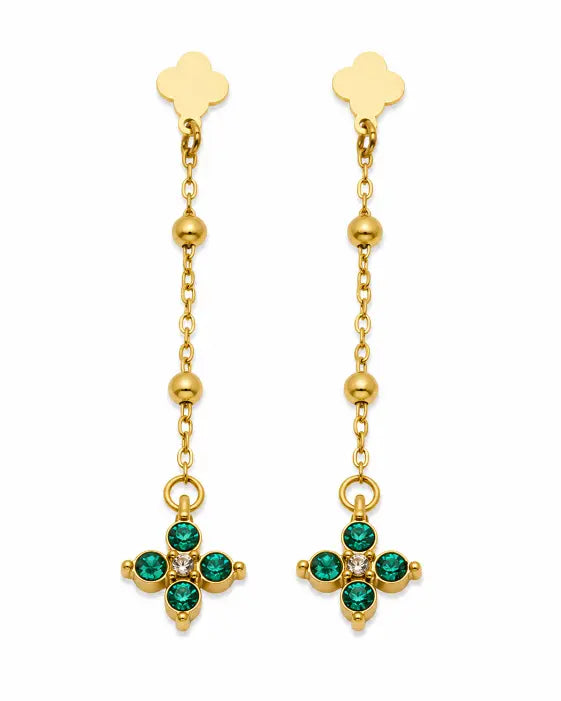 Additional view 8 of Aveline Zircon Clover Drop Earrings by Zodiglow