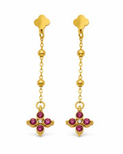 Additional view 10 of Aveline Zircon Clover Drop Earrings by Zodiglow