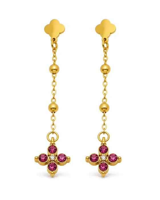 Additional view 10 of Aveline Zircon Clover Drop Earrings by Zodiglow