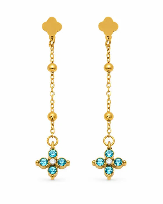 Additional view 11 of Aveline Zircon Clover Drop Earrings by Zodiglow