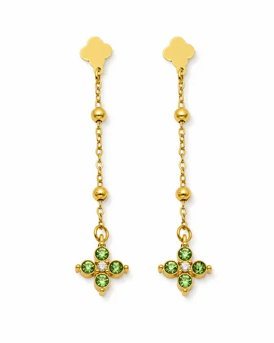 Additional view 12 of Aveline Zircon Clover Drop Earrings by Zodiglow