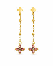 Additional view 13 of Aveline Zircon Clover Drop Earrings by Zodiglow