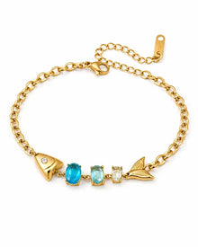 Front view of Azure Tide Fish Tail Bracelet by Zodiglow