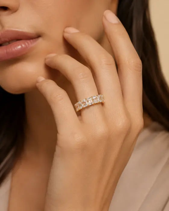 Alternate view of Baguette Eternity Gold Ring by Zodiglow