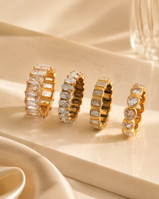 Side view of Baguette Eternity Gold Ring by Zodiglow