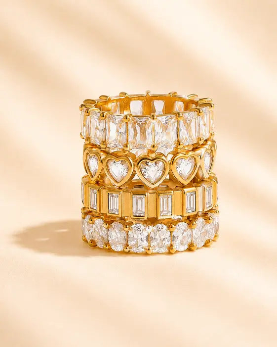 Styled view of Baguette Eternity Gold Ring by Zodiglow