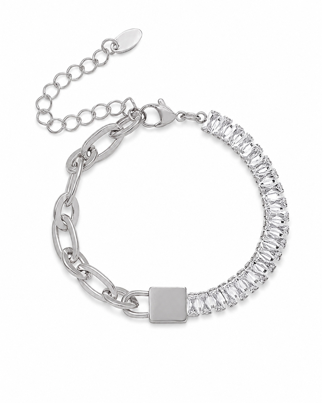 Detail view of Baguette Link Bracelet by Zodiglow