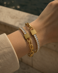 Front view of Baguette Link Bracelet by Zodiglow