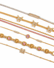Front view of Blush Butterfly 6-Piece Bracelet Set by Zodiglow